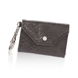 Thirty-One Letters From London City Charcoal Snakeskin Card Holder NWT